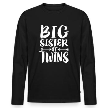 Große Schwester Von Zwillingen Neue Schwester Geschwister Geschenk - Männer Premium Bio Langarmshirt - Schwarz - Vorne - Nico (187cm)