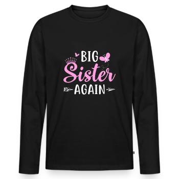 Grande sœur à nouveau Frère et sœur Fille aînée Arrow - T-shirt manches longues Premium bio Homme - noir - Devant - Nico (187cm)