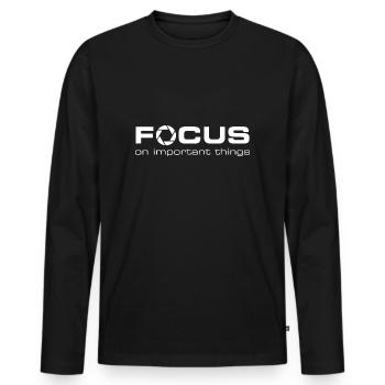 Concentrez-vous sur les choses importantes, Photographie - T-shirt manches longues Premium bio Homme - noir - Devant - Nico (187cm)