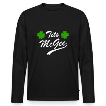 Womens Funny Tits McGee St. Patrick's Day - Men's Premium Organic Long Sleeve Shirt - black - Front - Nico (187cm)
