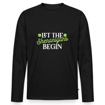 Que la Saint-Patrick commence les manigances - T-shirt manches longues Premium bio Homme - noir - Devant - Nico (187cm)