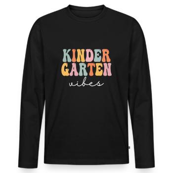 Kindergarten Vibes Retro Groovy Vintage Erster Tag - Männer Premium Bio Langarmshirt - Schwarz - Vorne - Nico (187cm)