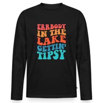 Everybody in the lake getting tipsy retro groovy - Men's Premium Organic Long Sleeve Shirt - black - Front - Nico (187cm)