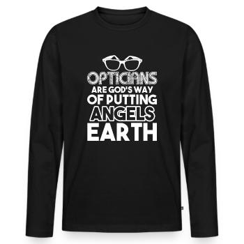 Optician Opticians Angels On Earth - Men's Premium Organic Long Sleeve Shirt - black - Front - Nico (187cm)