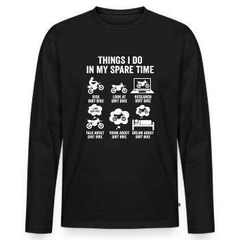 Dinge, die ich in meiner Freizeit tue Lustiges Dirtbike - Männer Premium Bio Langarmshirt - Schwarz - Vorne - Nico (187cm)