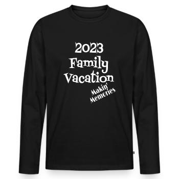 Passende Erinnerungen an den Familienurlaub 2023 - Männer Premium Bio Langarmshirt - Schwarz - Vorne - Nico (187cm)