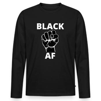 Proud Black AF - African Pride & Black History - Men's Premium Organic Long Sleeve Shirt - black - Front - Nico (187cm)