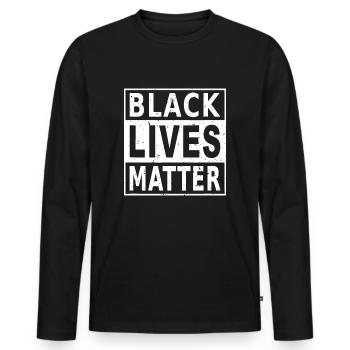 Mois de l’histoire des Noirs de Black Lives Matter BLM - T-shirt manches longues Premium bio Homme - noir - Devant - Nico (187cm)