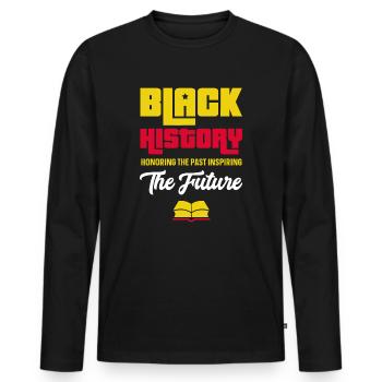 Honorer le passé inspirant l’avenir - Black History - T-shirt manches longues Premium bio Homme - noir - Devant - Nico (187cm)