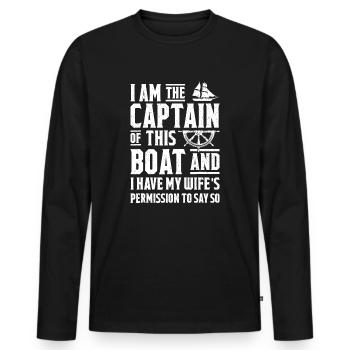 Ich bin der Kapitän dieses Bootes Segelboot Segeln - Männer Premium Bio Langarmshirt - Schwarz - Vorne - Nico (187cm)