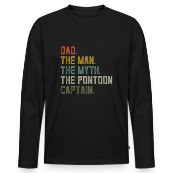 Herren Segelboot Papa, Pontonkapitän - Männer Premium Bio Langarmshirt - Schwarz - Vorne - Nico (187cm)