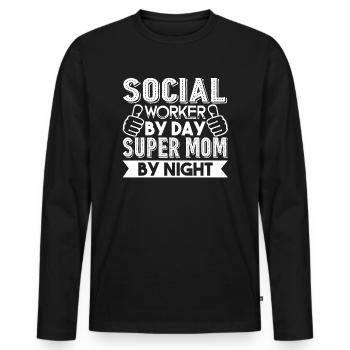 Social Worker Social Worker Day Mom Night - Men's Premium Organic Long Sleeve Shirt - black - Front - Nico (187cm)
