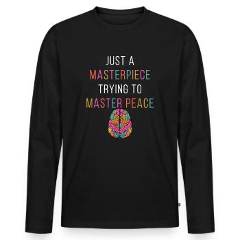 Just A Masterpiece Mental Health Awareness Green - Men's Premium Organic Long Sleeve Shirt - black - Front - Nico (187cm)