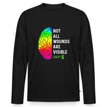 Not All Wounds are Visible - Mental Health - Men's Premium Organic Long Sleeve Shirt - black - Front - Nico (187cm)