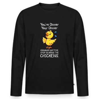 Professeur d’anglais Grammaire Police Grammairiens - T-shirt manches longues Premium bio Homme - noir - Devant - Nico (187cm)
