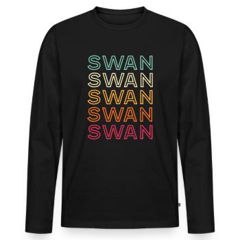 Funny Swan Rétro Funny Vintage Swan - T-shirt manches longues Premium bio Homme - noir - Devant - Nico (187cm)