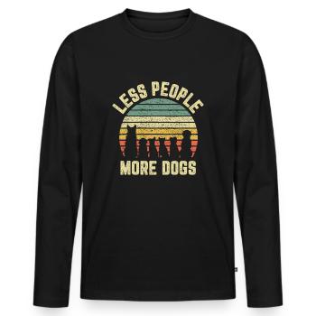 Drôle de chien, moins de gens plus de chiens - T-shirt manches longues Premium bio Homme - noir - Devant - Nico (187cm)