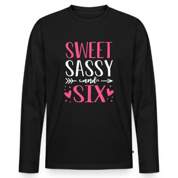 Cœurs Doux Sassy Et Six 6 ans 6ème - T-shirt manches longues Premium bio Homme - noir - Devant - Nico (187cm)
