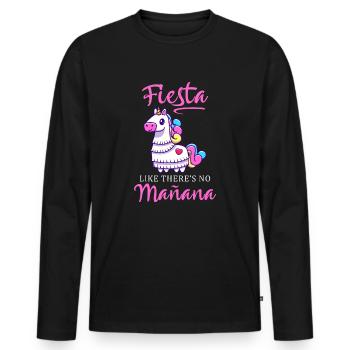 Fiesta, als gäbe es kein Manana-Einhorn - Männer Premium Bio Langarmshirt - Schwarz - Vorne - Nico (187cm)
