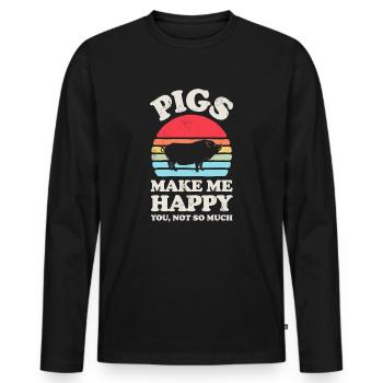 Les cochons me rendent heureux Amoureux des cochons Agriculteur Animal de ferme - T-shirt manches longues Premium bio Homme - noir - Devant - Nico (187cm)