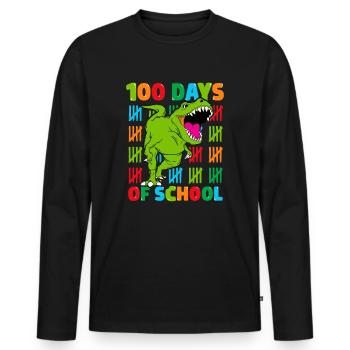 100th Day of School Dino Kids Happy 100 Days - Men's Premium Organic Long Sleeve Shirt - black - Front - Nico (187cm)