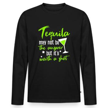 Tequila worth a shot - Men's Premium Organic Long Sleeve Shirt - black - Front - Nico (187cm)