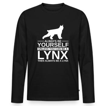 Sei immer du selbst Luchs-Geschenk - Männer Premium Bio Langarmshirt - Schwarz - Vorne - Nico (187cm)