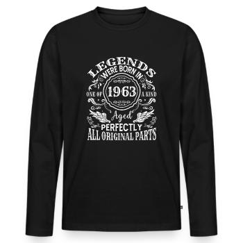 Vintage 1963 Classic Turning 60 Years - Men's Premium Organic Long Sleeve Shirt - black - Front - Nico (187cm)
