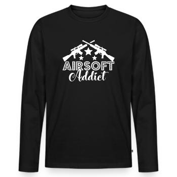 Airsoft Airsoft Addict - Men's Premium Organic Long Sleeve Shirt - black - Front - Nico (187cm)