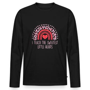 I Teach The Sweetest Hearts Rainbow Teacher - Men's Premium Organic Long Sleeve Shirt - black - Front - Nico (187cm)