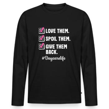 Liebe Kindertagesstätte Erzieherin - Männer Premium Bio Langarmshirt - Schwarz - Vorne - Nico (187cm)