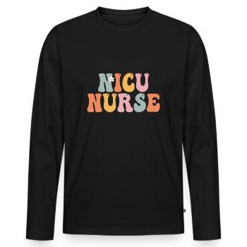 Nicu Nurse Week Groovy Appreciation Day - Männer Premium Bio Langarmshirt - Schwarz - Vorne - Nico (187cm)