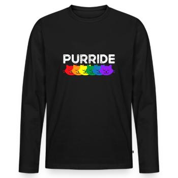 Purride Cat Lover Pride Month Schwulenrechte Regenbogen - Männer Premium Bio Langarmshirt - Schwarz - Vorne - Nico (187cm)