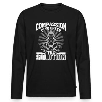 Buddha Buddha Compassion Is The Solution - Men's Premium Organic Long Sleeve Shirt - black - Front - Nico (187cm)