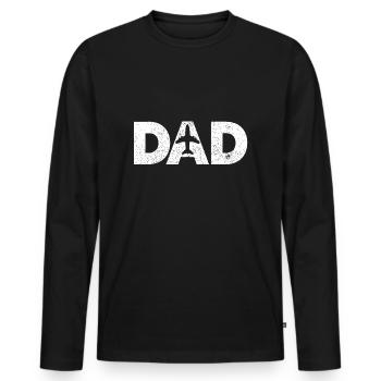 Pilot Dad Father's Day Gift for Airplane - Men's Premium Organic Long Sleeve Shirt - black - Front - Nico (187cm)