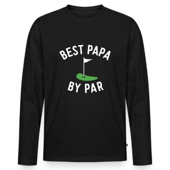 Mens Best Papa By Par Funny Golf - Father's Day - Men's Premium Organic Long Sleeve Shirt - black - Front - Nico (187cm)