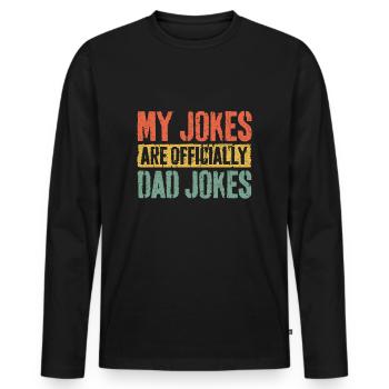 Mens Meine Witze sind offiziell Papa-Witze - Männer Premium Bio Langarmshirt - Schwarz - Vorne - Nico (187cm)
