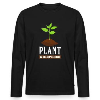 Plant Whisperer Funny Gardening Gardener - Men's Premium Organic Long Sleeve Shirt - black - Front - Nico (187cm)