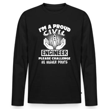 Civil Engineer Proud Civil Engineer - Men's Premium Organic Long Sleeve Shirt - black - Front - Nico (187cm)