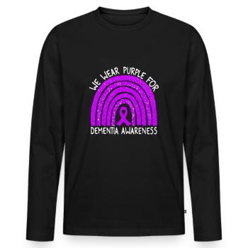 Nous portons du violet pour la sensibilisation à la démence arc-en-ciel - T-shirt manches longues Premium bio Homme - noir - Devant - Nico (187cm)