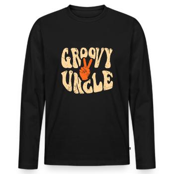 Groovy Oncle 70s Esthétique Nostalgie Années 1970 Rétro - T-shirt manches longues Premium bio Homme - noir - Devant - Nico (187cm)