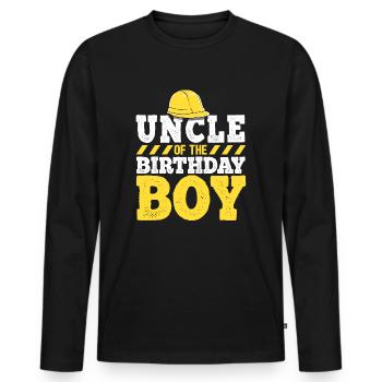 Oncle de l’anniversaire Boy Construction Anniversaire - T-shirt manches longues Premium bio Homme - noir - Devant - Nico (187cm)