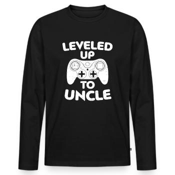 Mens Leveled Up To Uncle - Future Uncle Gift - T-shirt manches longues Premium bio Homme - noir - Devant - Nico (187cm)