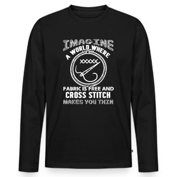 Cross Stitch Cross Stitch Makes You Thin - Men's Premium Organic Long Sleeve Shirt - black - Front - Nico (187cm)
