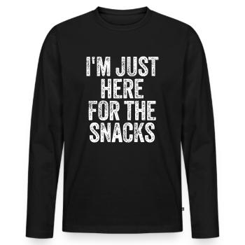 Je suis juste ici pour les collations drôle d’amateur de nourriture - T-shirt manches longues Premium bio Homme - noir - Devant - Nico (187cm)
