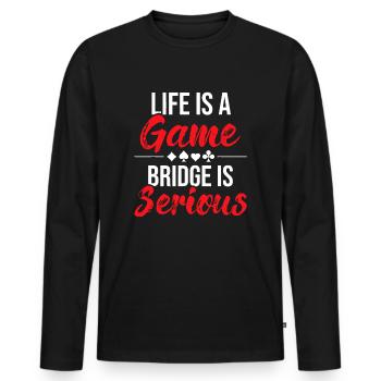 La vie est un jeu Bridge Is Serious - Bridge Player - T-shirt manches longues Premium bio Homme - noir - Devant - Nico (187cm)