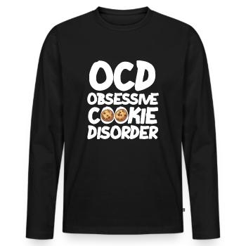 Funny Cookie Lover Gift, Cool Cookies Eater - Men's Premium Organic Long Sleeve Shirt - black - Front - Nico (187cm)