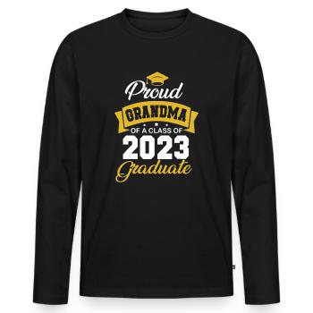 Proud Grandma Of A Class Of 2023 Graduate - Men's Premium Organic Long Sleeve Shirt - black - Front - Nico (187cm)
