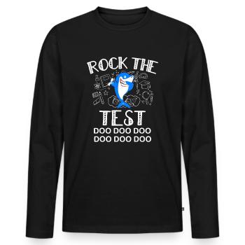 Rock The Test , Schulprofessor, Lehrer - Männer Premium Bio Langarmshirt - Schwarz - Vorne - Nico (187cm)