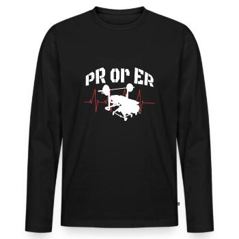 PR Ou Er Haltérophilie Musculation Fitness Gym - T-shirt manches longues Premium bio Homme - noir - Devant - Nico (187cm)